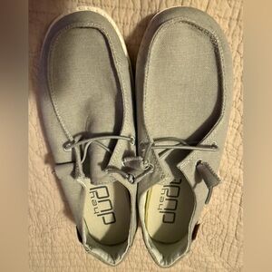 Hey Dude Women's Light Gray Canvas Slip-On Loafers